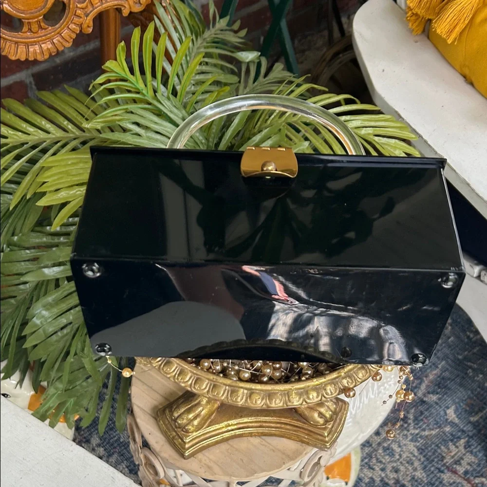 Vintage DORSET Black and Gold Lucite Box Bag